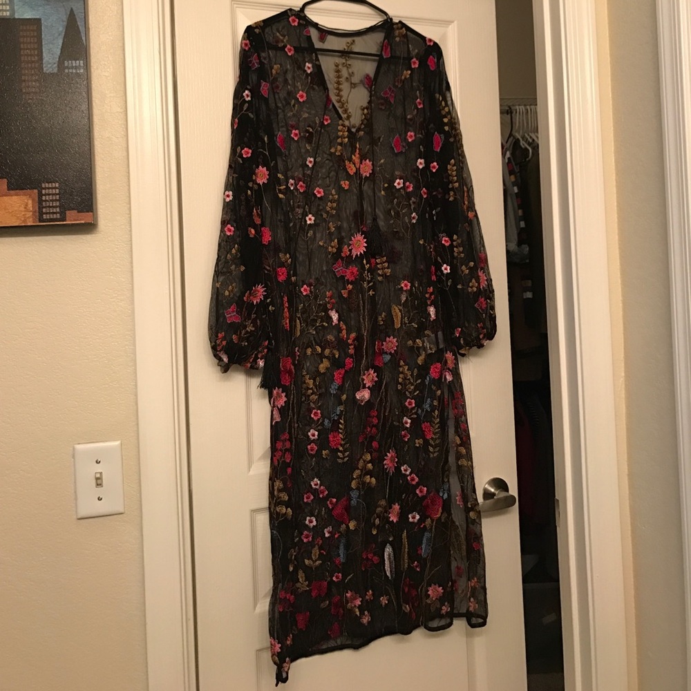 Embroidered mid calf dress