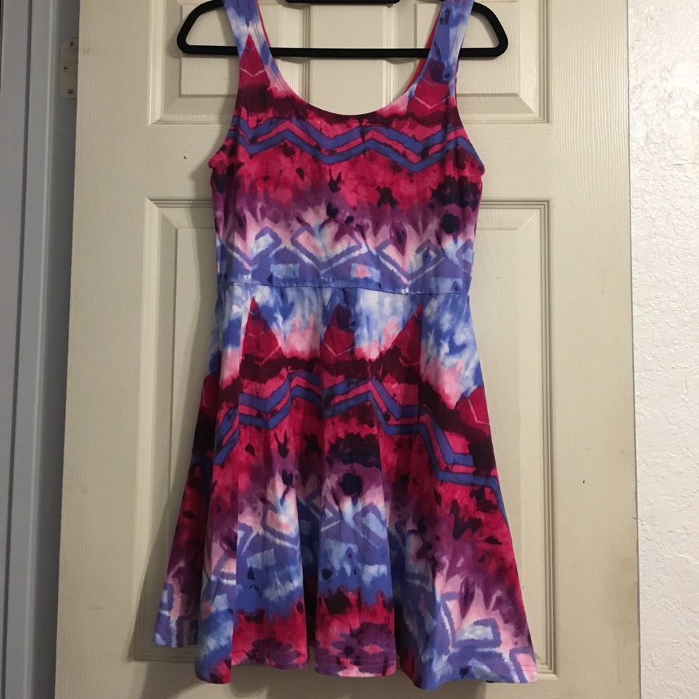 Express Aztec Print Tie Dye Skater Dress