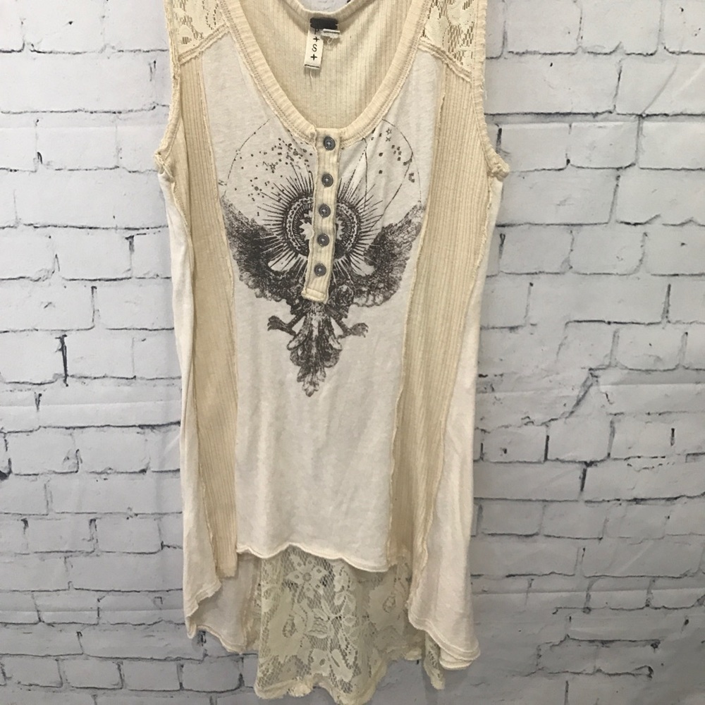Free People Lace Back Tank Top