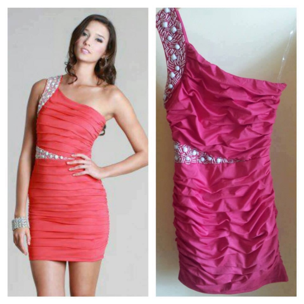 Nikibiki coral One shoulder embellished Dress