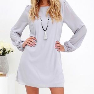 Lulu’s Gray Long sleeve shift dress large NWOT