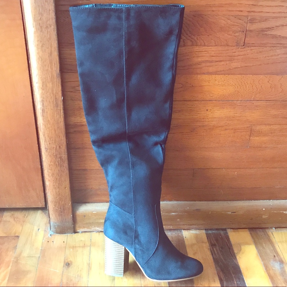 Women's black over the calf heeled boot