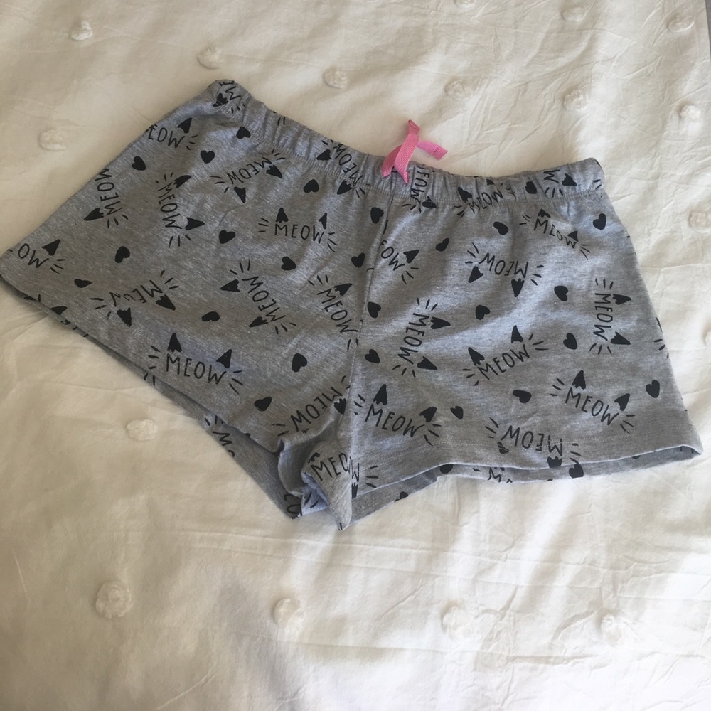 "meow" heart forever 21 pajama shorts
