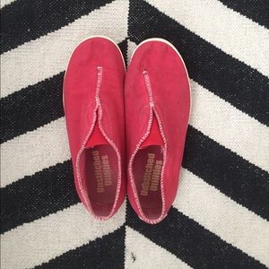 Red Unstitched Slip on Shoes