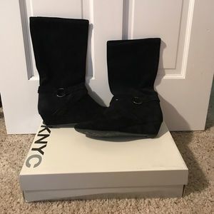 DKNYC Black Suede Boots Size 10