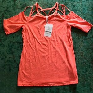 Orange Fabletics Sunburst Orange Workout Shirt