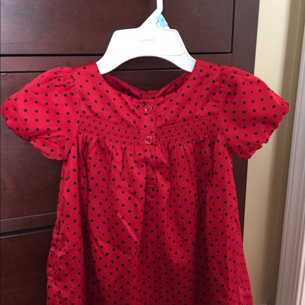 Beautiful red satin dress with black dots 3T - Picture 1 of 3