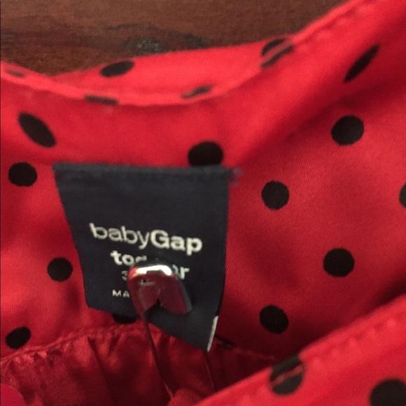 Beautiful red satin dress with black dots 3T - Picture 3 of 3