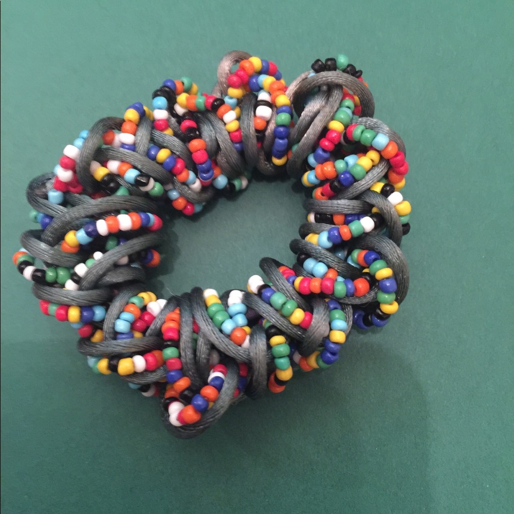 Multi- colored Beaded hair tie