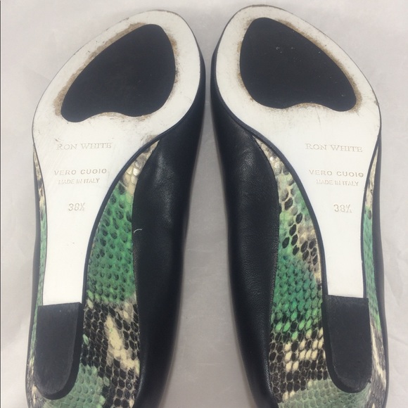 Ron White Open Toed black leather/real Snake Skin - Picture 8 of 8