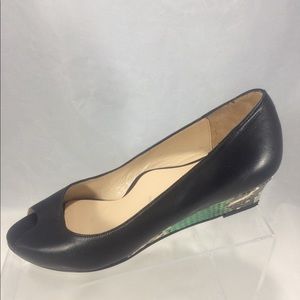 Ron White Open Toed black leather/real Snake Skin