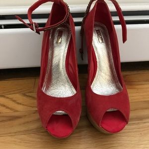 Red wild pair Size 10 wedges. Worn once