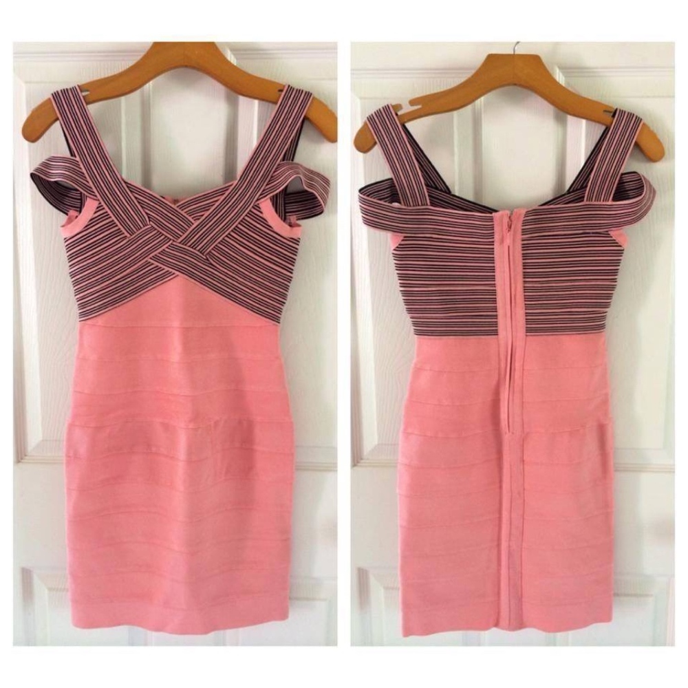 Peach/Coral Bandage Bodycon Party Cocktail Dress
