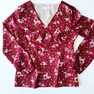 ANN TAYLOR Floral Fall blouse top sz 10 Medium Lg
