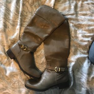 Gray riding style boots