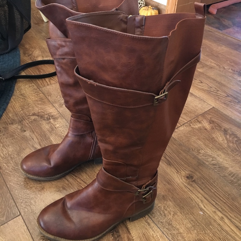 Wide Calf Brown Riding Boots