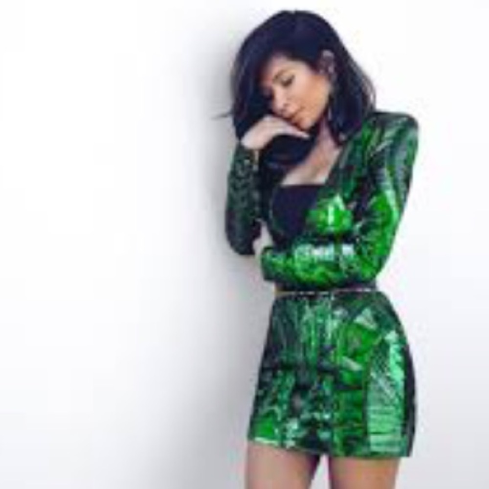 H&M Balmain Kendal Jenner Green Sequin Dress UK 10 - Picture 5 of 8