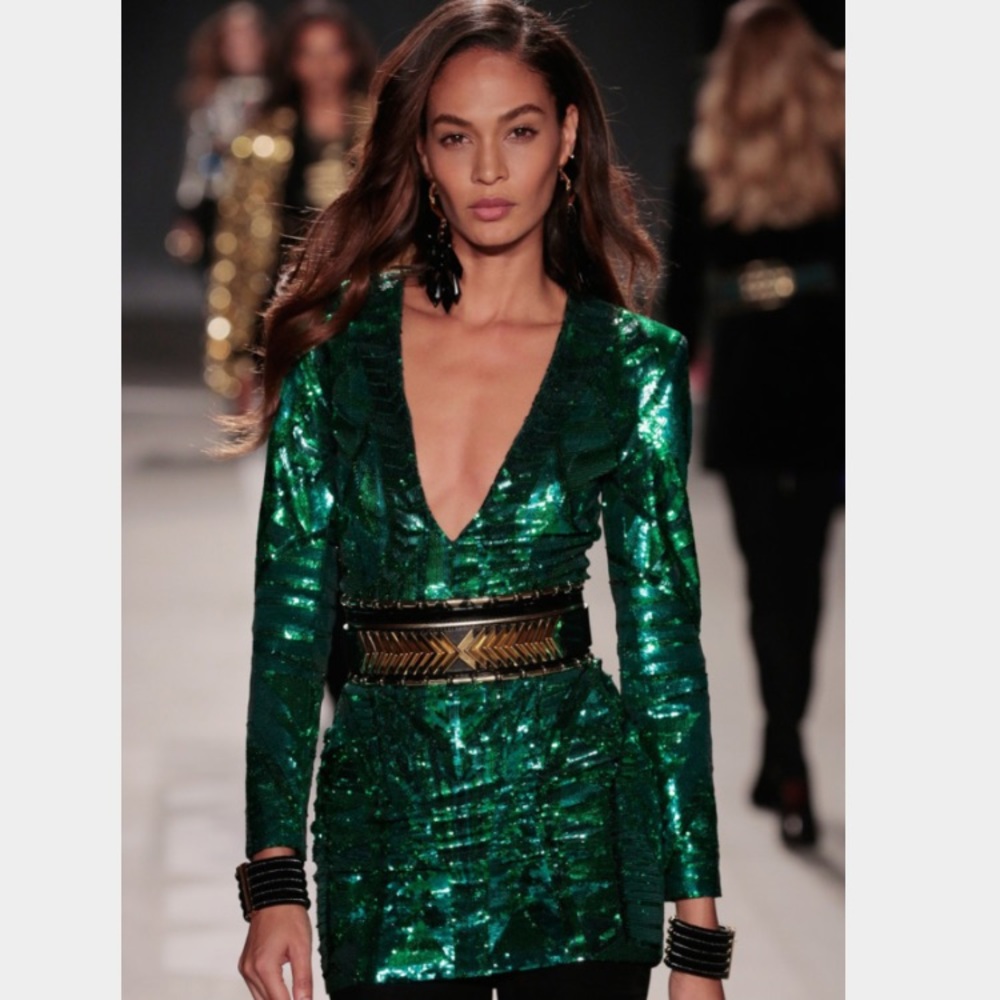 H&M Balmain Kendal Jenner Green Sequin Dress UK 10 - Picture 8 of 8