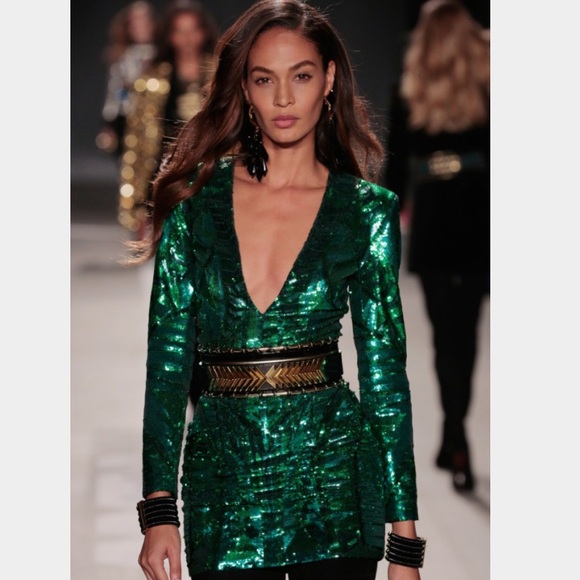 H&M Balmain Kendal Jenner Green Sequin Dress UK 10 - Picture 8 of 8
