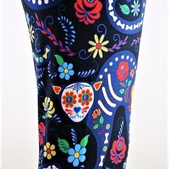 Day of the Cats Skeleton Leggings Buttery Soft OS - Picture 3 of 5