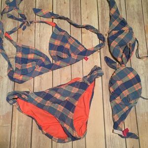 3 Piece Plaid Bikini set