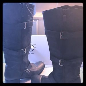 Genuine leather pewter colored tall boots