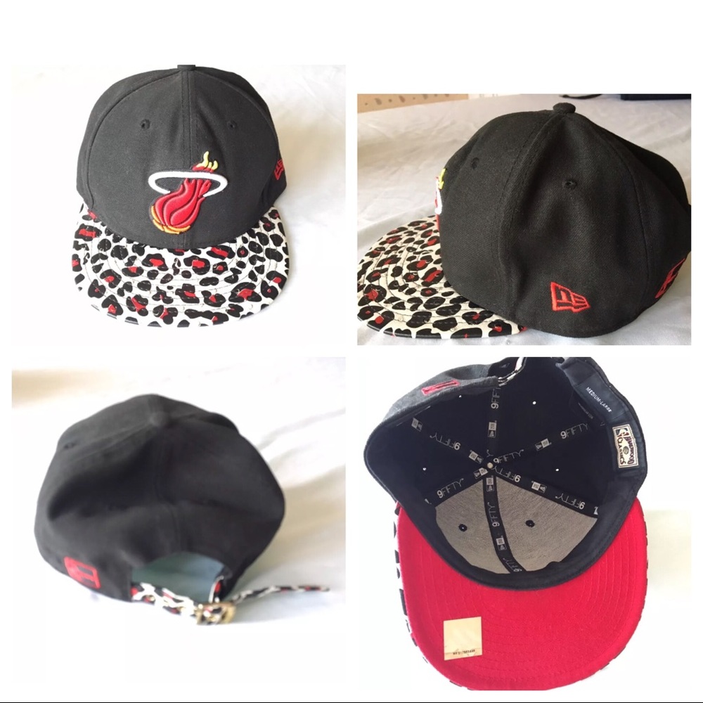 Miami Heat Ostrich Leopard Print Leather Visor red