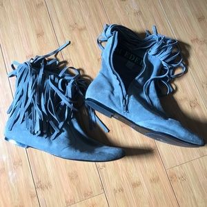 Grey suede booties