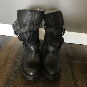 Steve Madden Leather Fur Boots