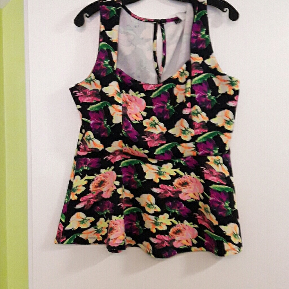 Neon Floral peplum top