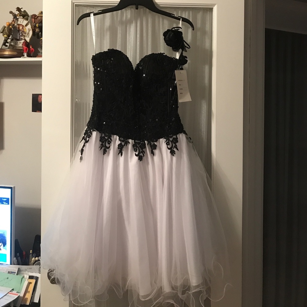 Homecoming/Formal black and white sequin dress