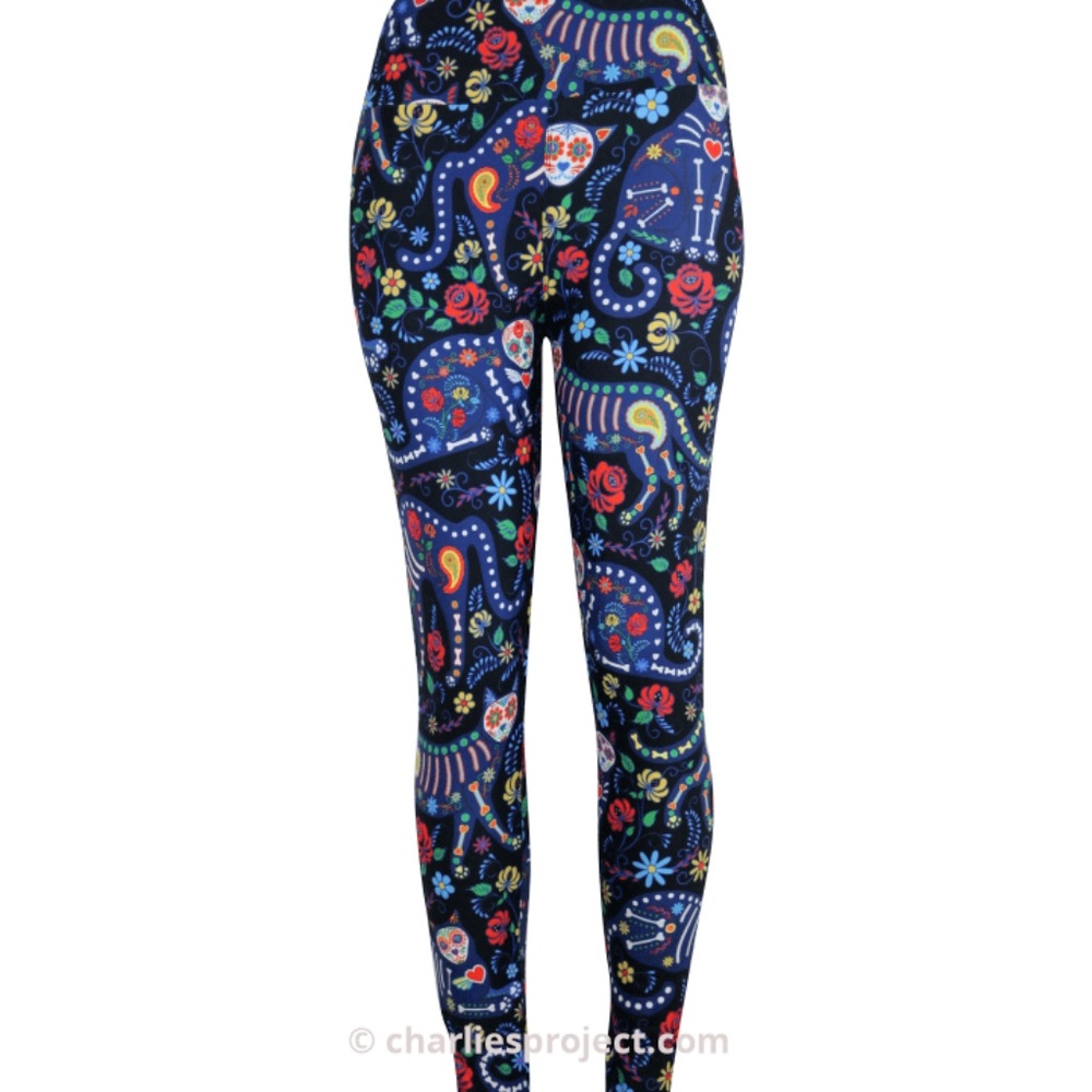 Halloween Cat Skeleton Leggings Buttery Soft, TC - Picture 2 of 3