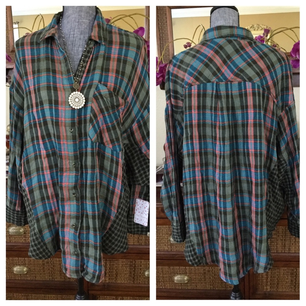 Free People One Of The Guys Oversized Shirt.  NWT. - Picture 4 of 7