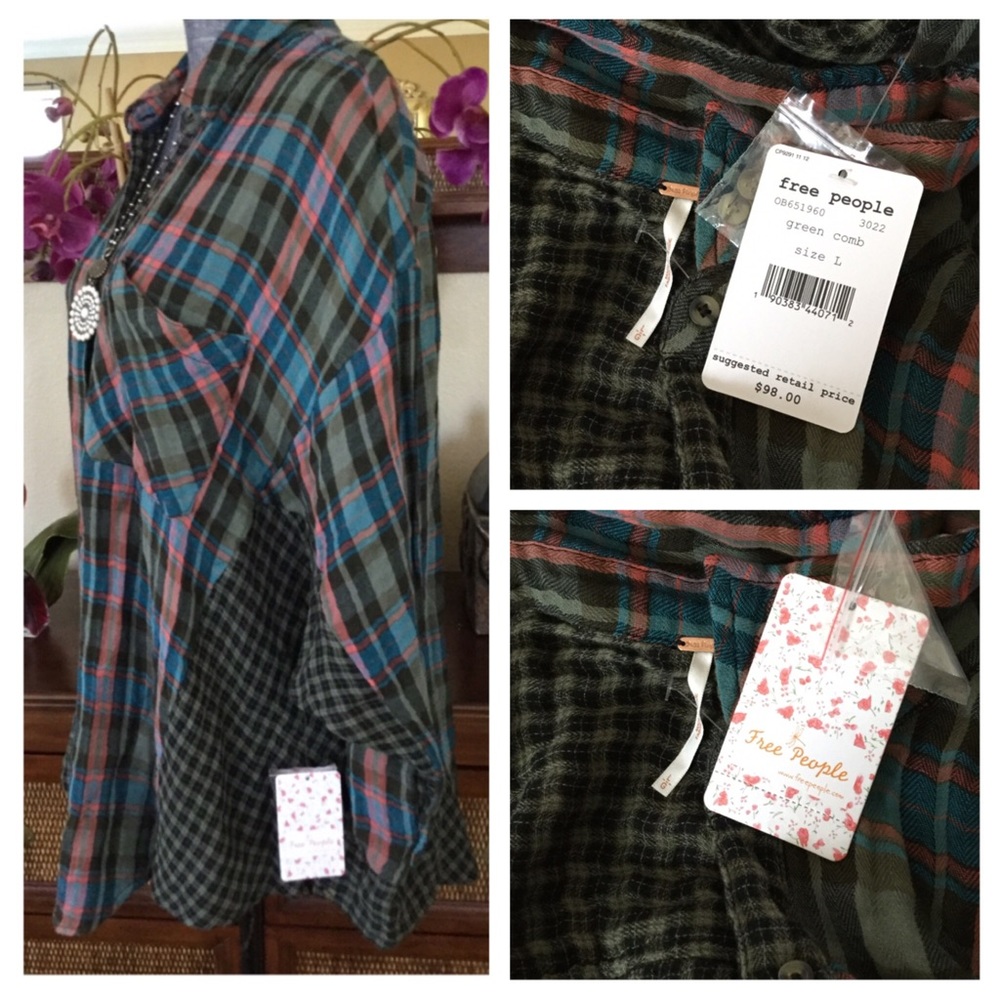 Free People One Of The Guys Oversized Shirt.  NWT. - Picture 5 of 7