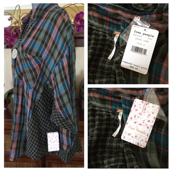 Free People One Of The Guys Oversized Shirt.  NWT. - Picture 5 of 7