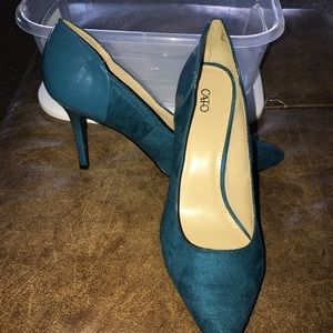 Teal High Heels with pointy toe