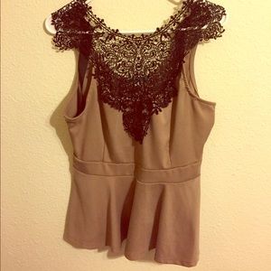 Black Lace Peplum Top