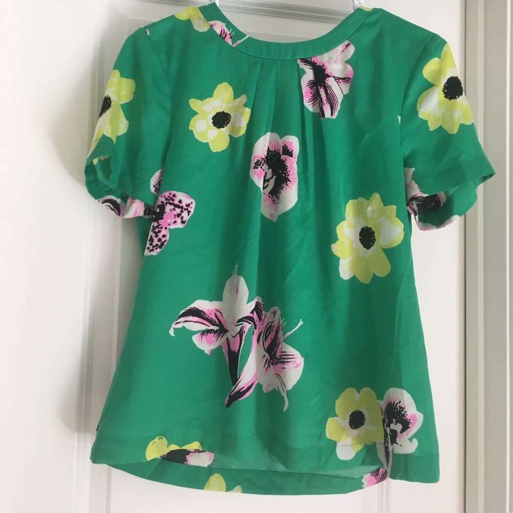 NWOT j crew green floral print blouse