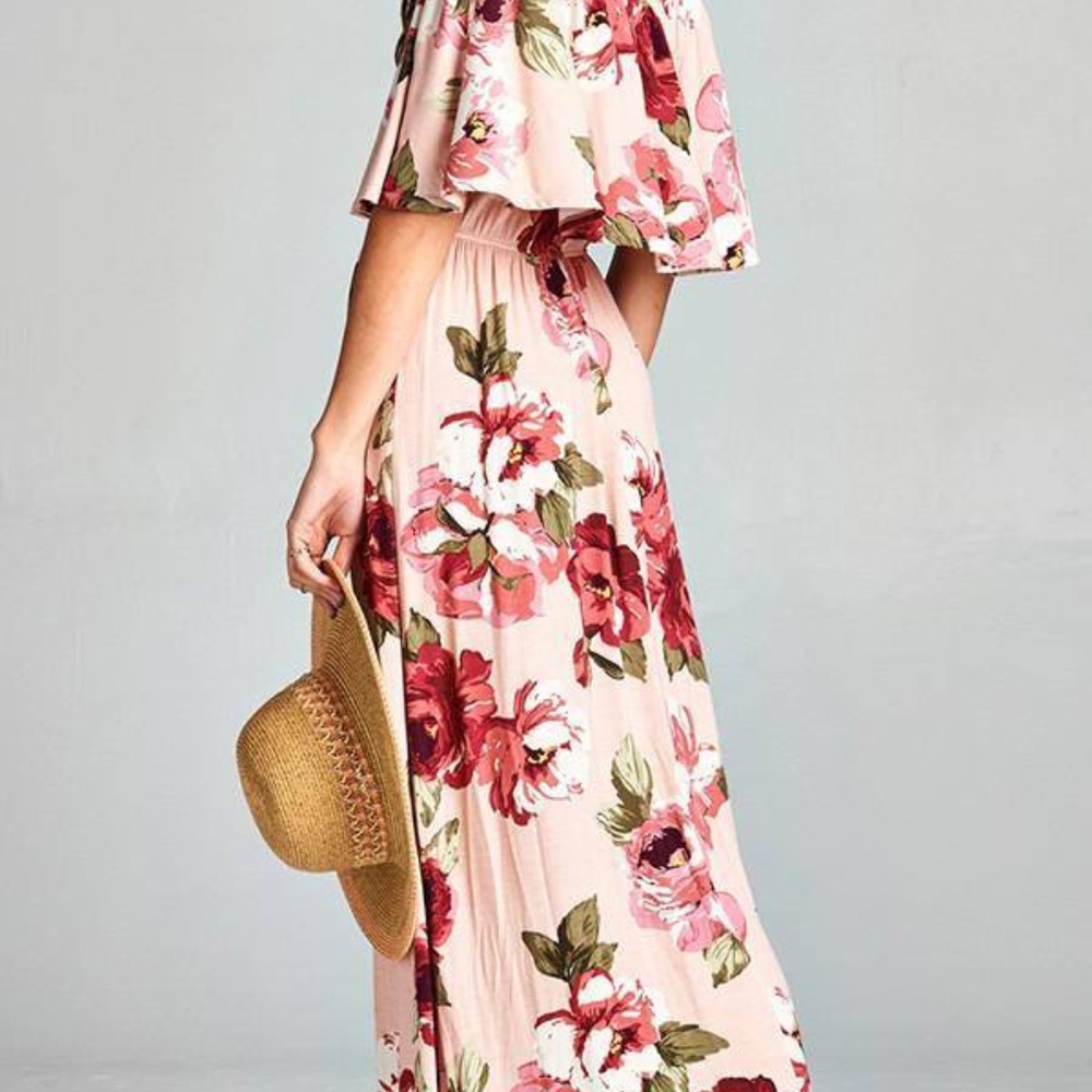 NWOT Off Shoulder Floral Maxi Dress