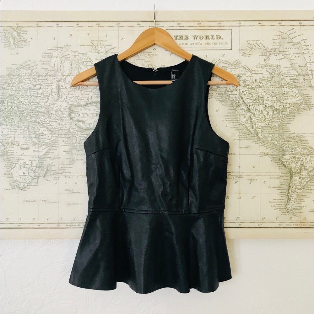 Pleather Peplum Top