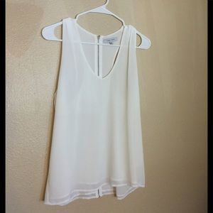 White racer back dress top with zipper back