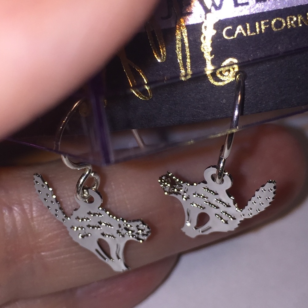 Halloween Auth Harry Mason silver cat earrings