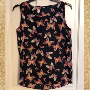 Blue Butterfly Print Tank