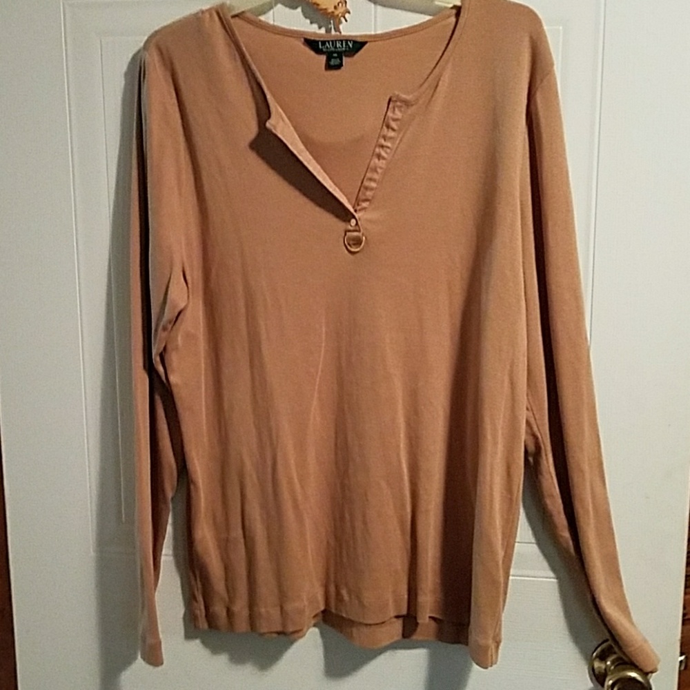 Ralph Lauren Sz XL tan longsleeve top NWOT