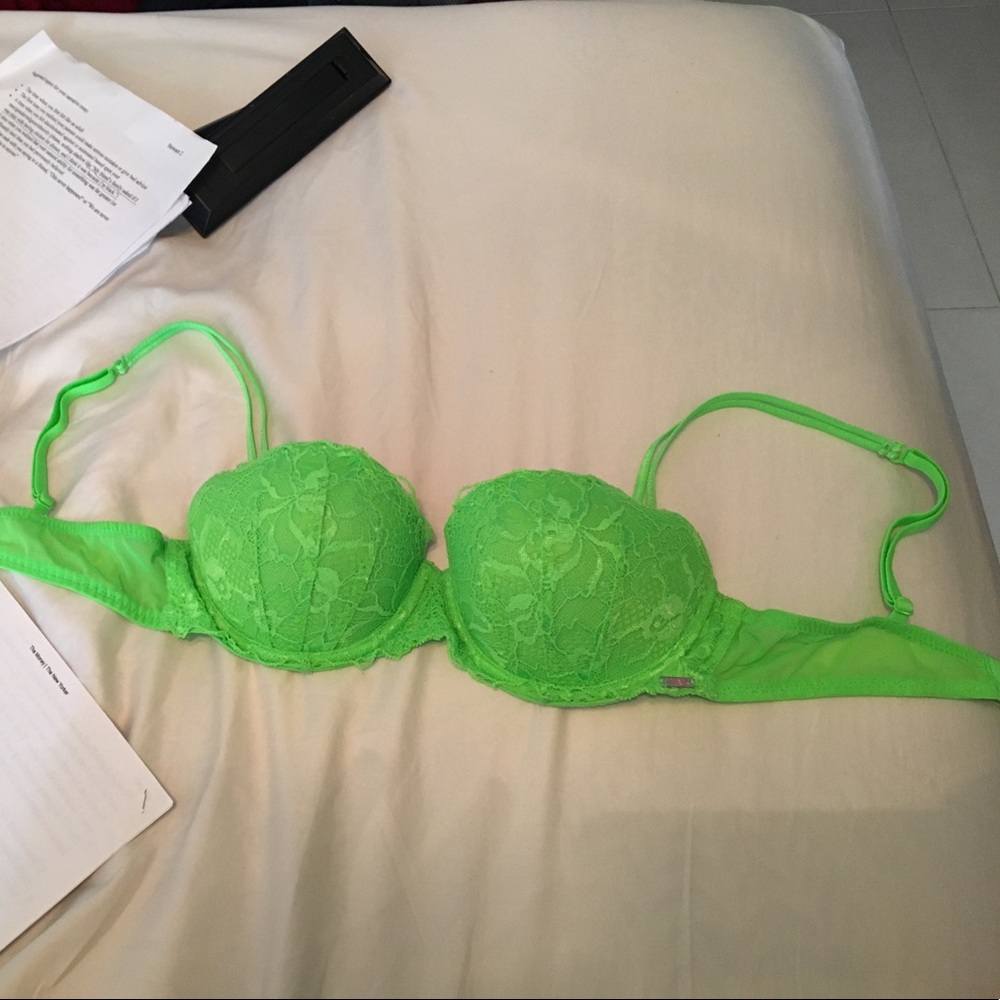 Neon green push up bra
