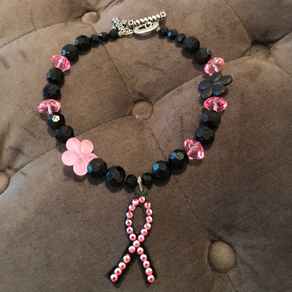 Pink & Black Breast Cancer Awareness Necklace