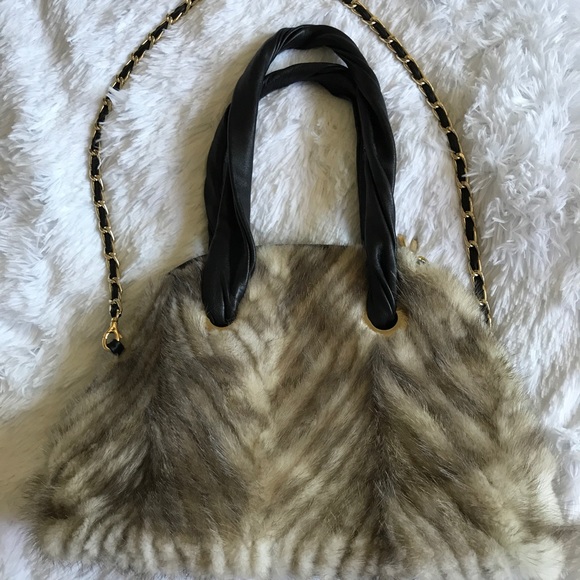 Paolo Masi Handbags - EUC pre loved Paolo Masi genuine mink handbag,