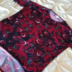Lularoe Irma Large - black and red roses