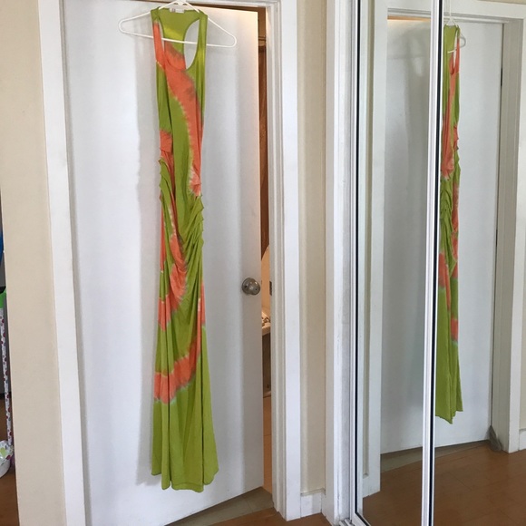 Beautiful green and orange maxi dress - Picture 2 of 3