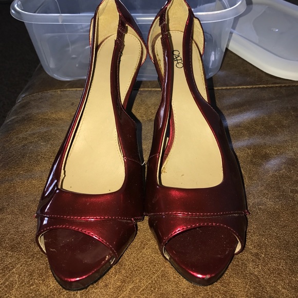 Red peep toe heels - Picture 1 of 4